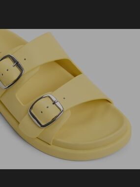 Aldo Bohochic Yellow Sandals,Slip On Slide,Double-Buckle,41